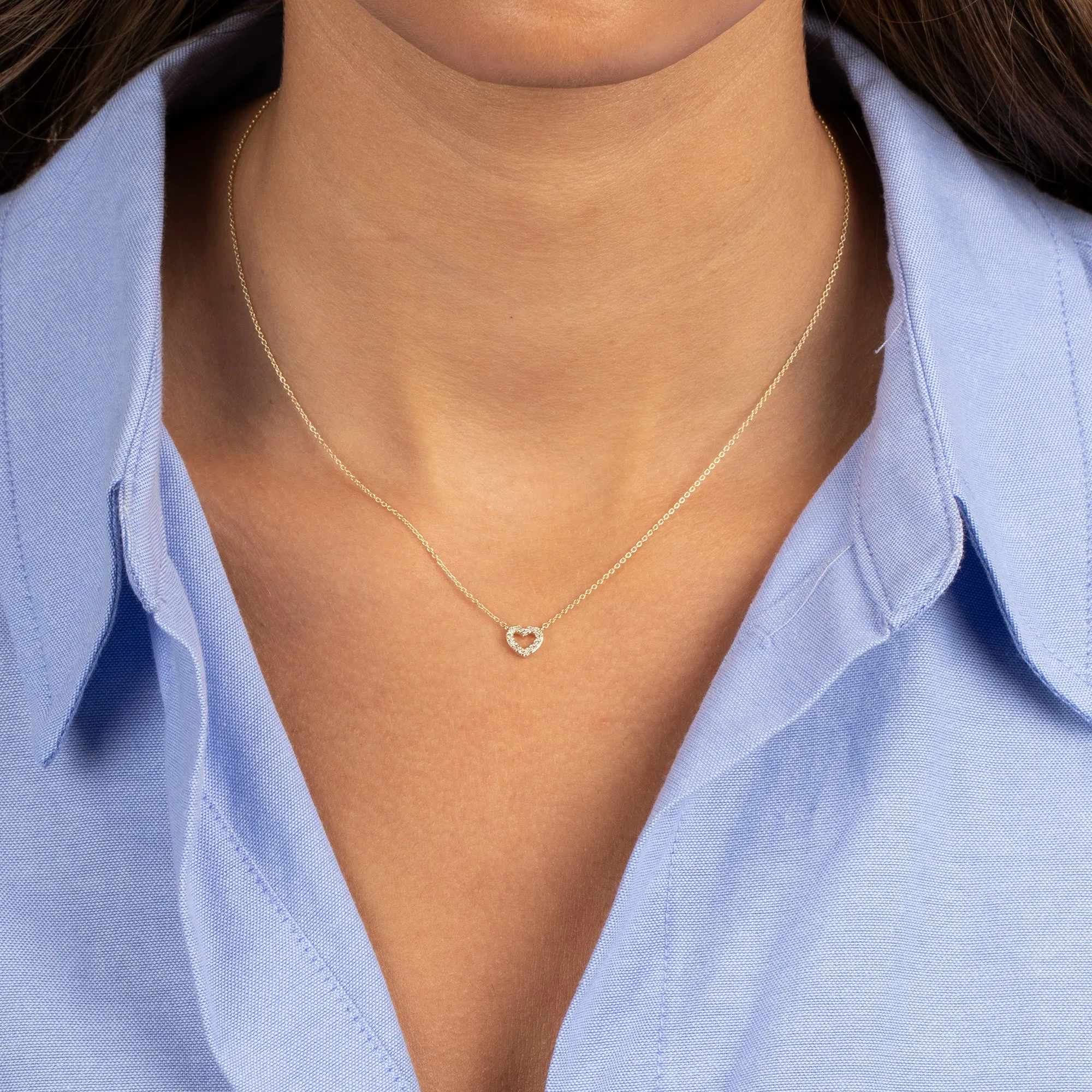 Diamond Pave Mini Cutout Heart Necklace 14K sold by Adina Eden's product image thumbnail 2