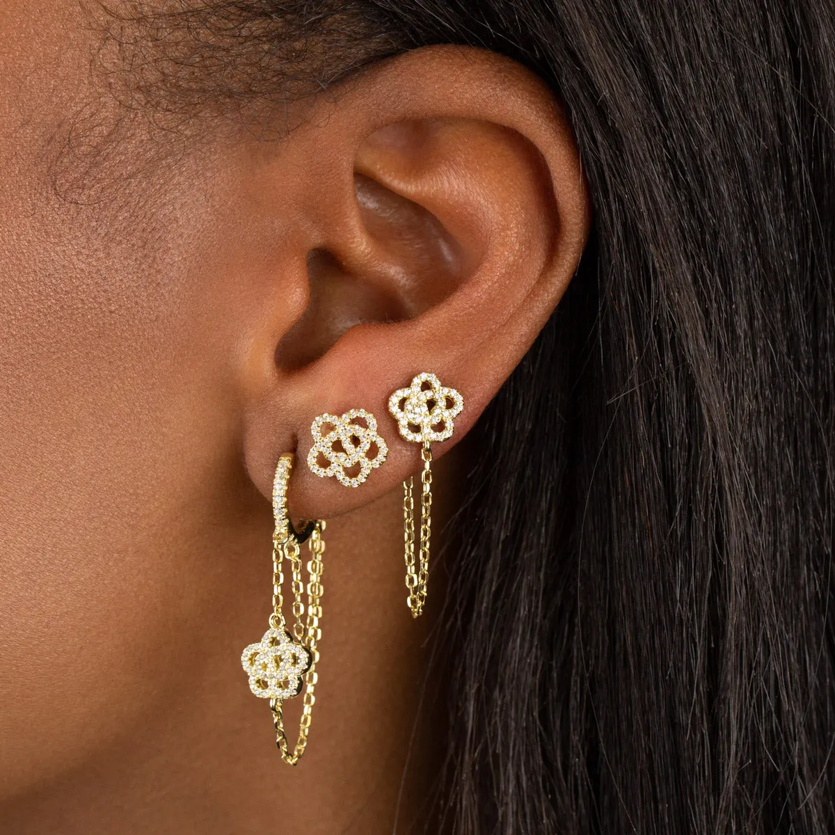 CZ Rose Flower Stud Earring sold by Adina Eden's product image thumbnail 2