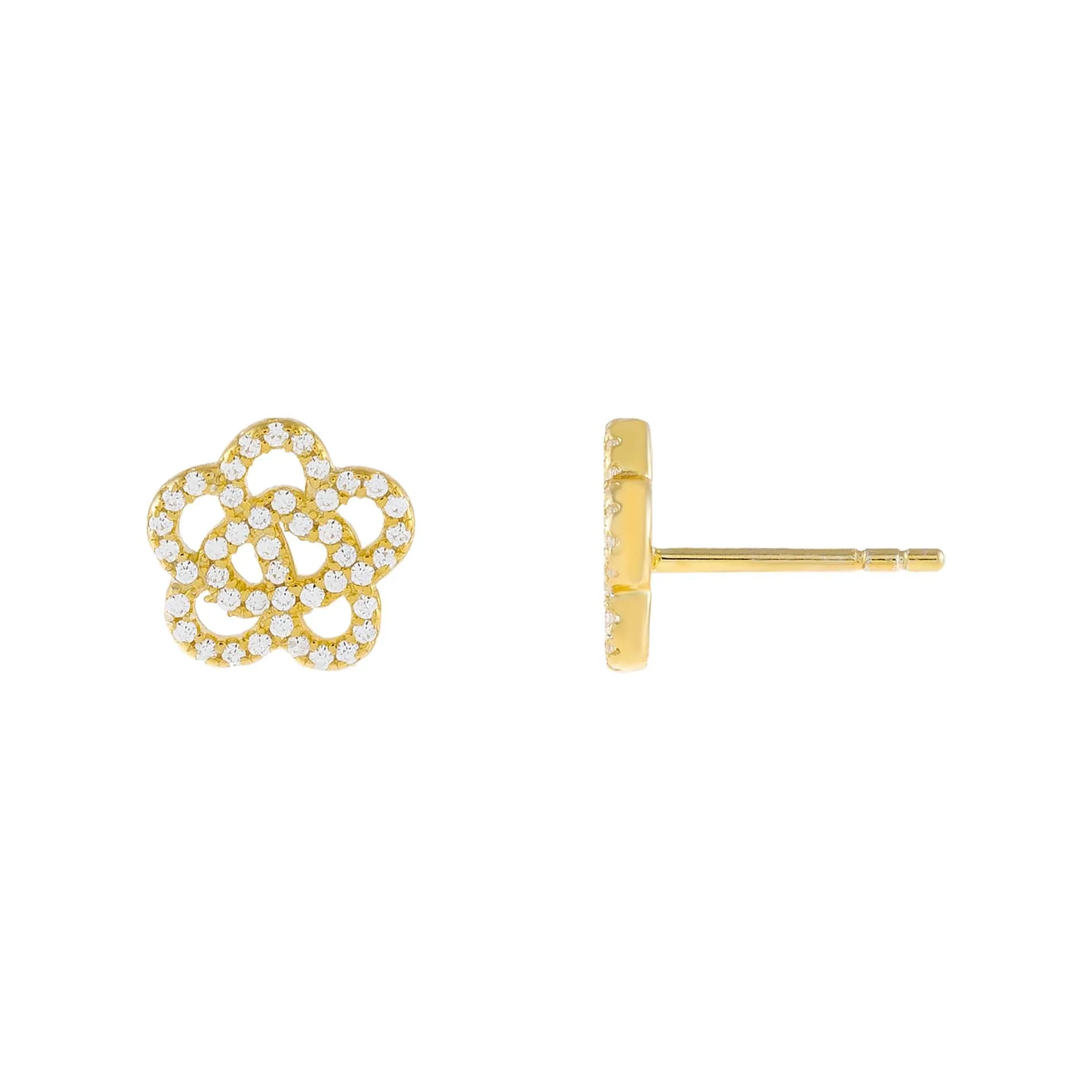 CZ Rose Flower Stud Earring sold by Adina Eden's