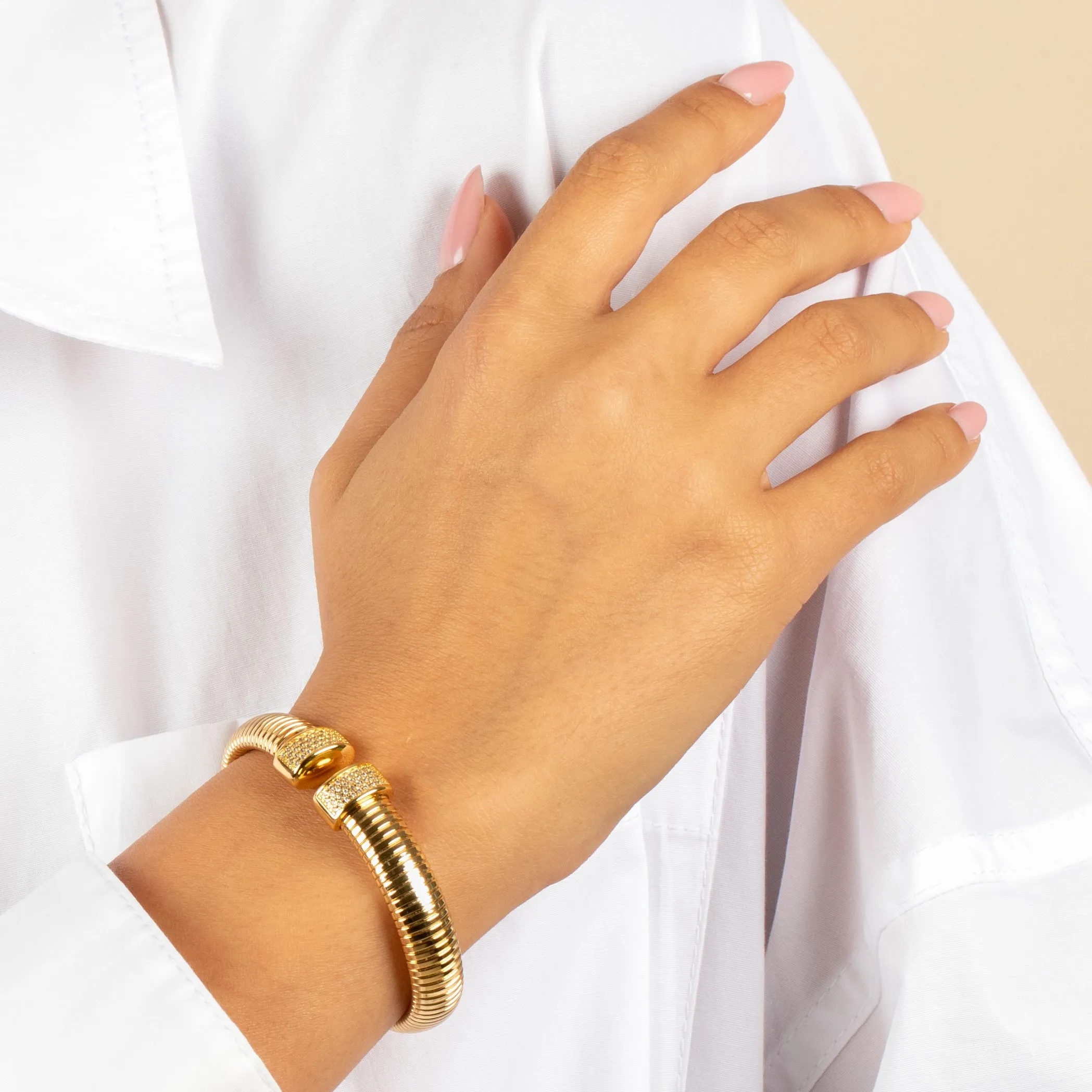 Chunky Pave Open Snake Chain Bracelet sold by Adina Eden's product image thumbnail 2