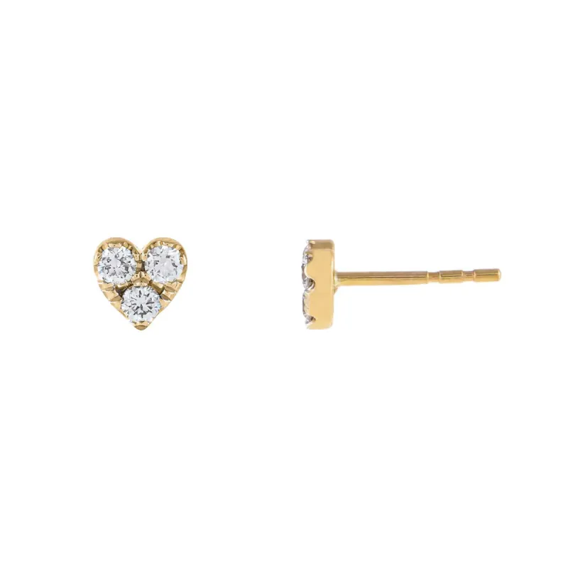 Large Heart Diamond Cluster Stud Earring 14K sold by Adina Eden's