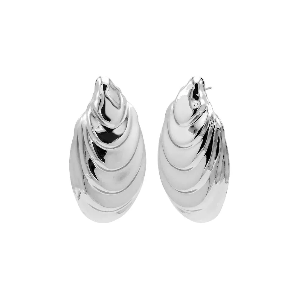 Solid Shell Ridged Drop Stud Earring sold by Adina Eden's product image thumbnail 3