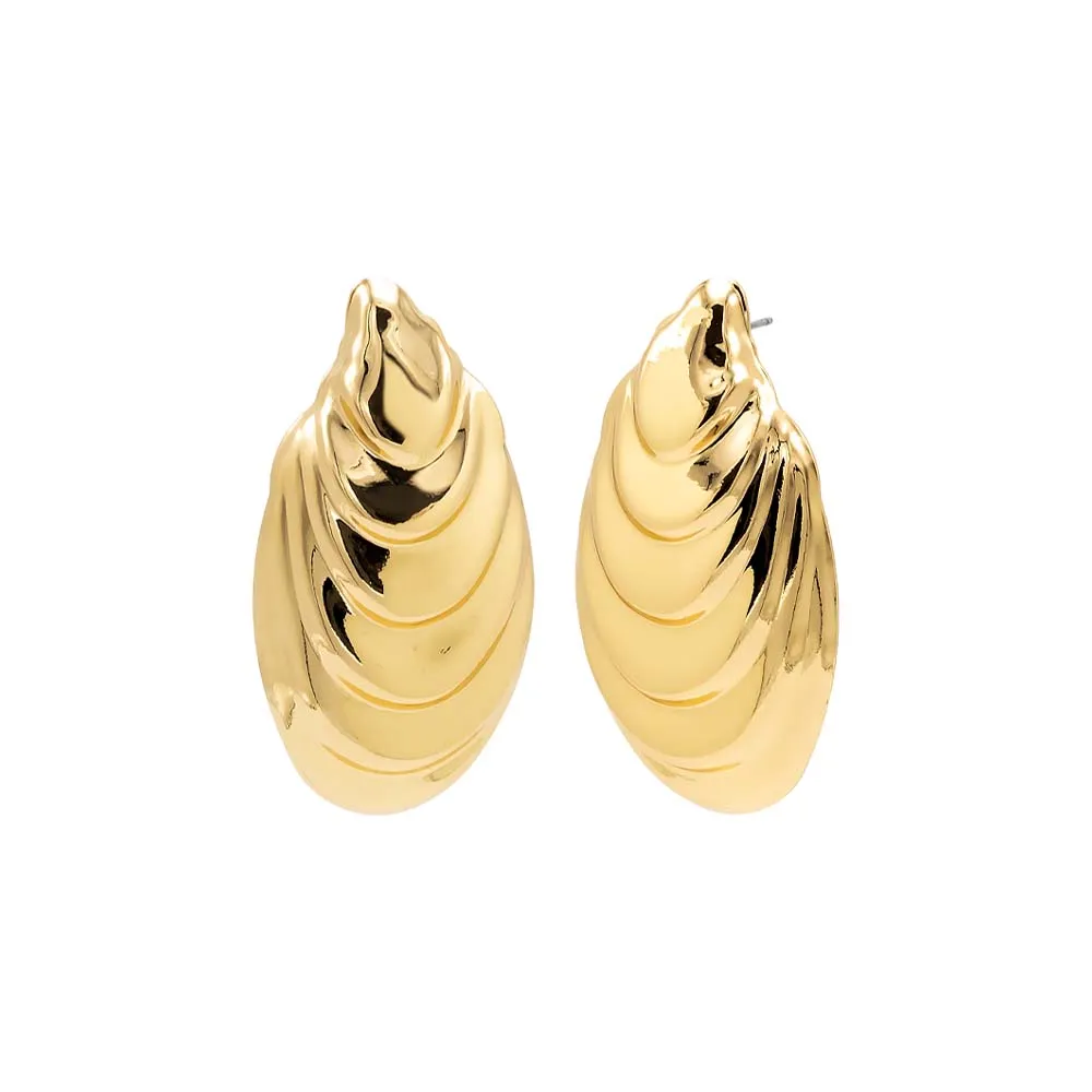 Solid Shell Ridged Drop Stud Earring sold by Adina Eden's