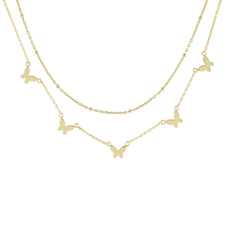 Multi Butterfly X Beaded Chain Necklace sold by Adina Eden's