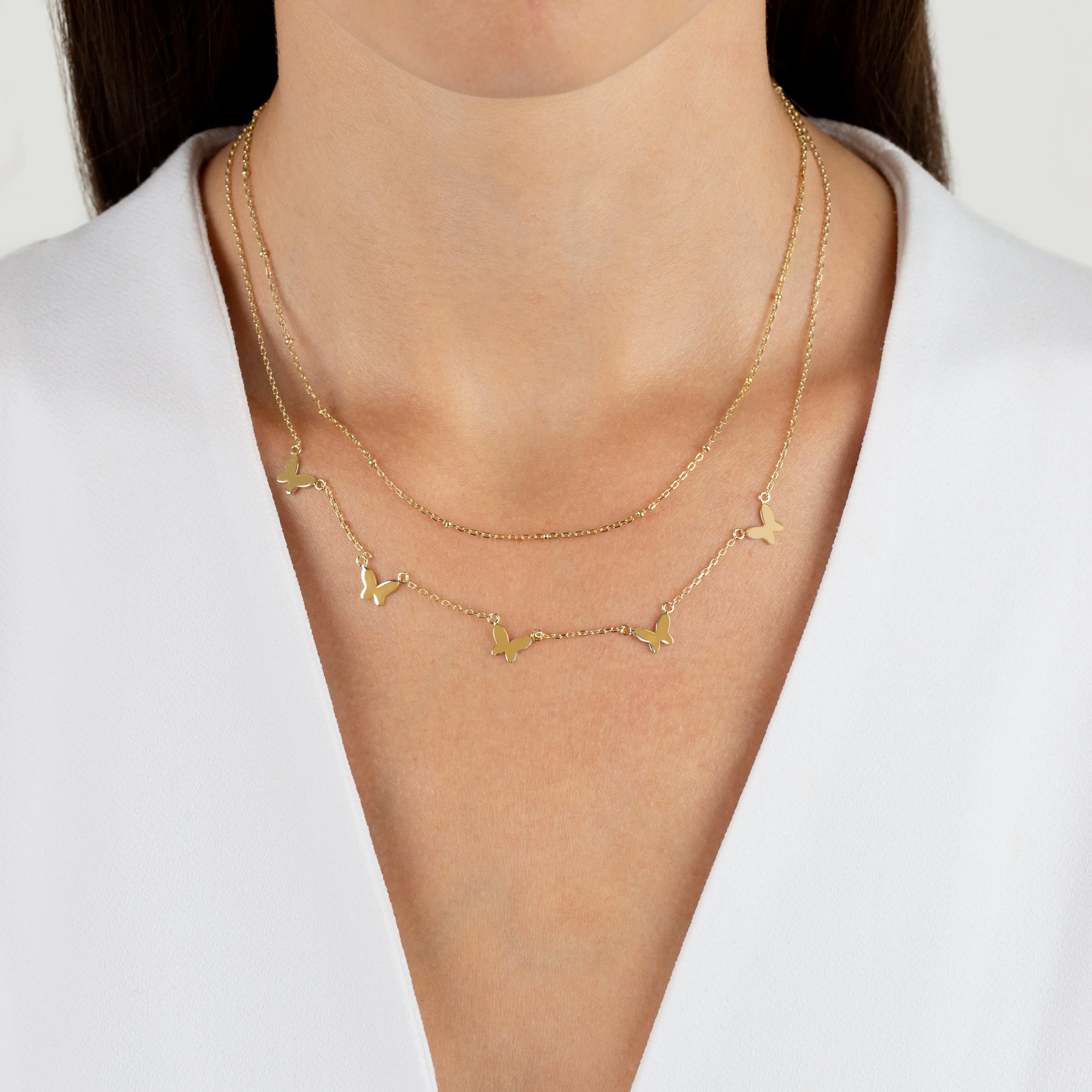 Multi Butterfly X Beaded Chain Necklace sold by Adina Eden's product image thumbnail 2