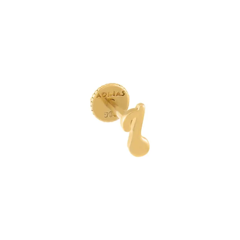 Music Note Threaded Stud Earring 14K sold by Adina Eden's