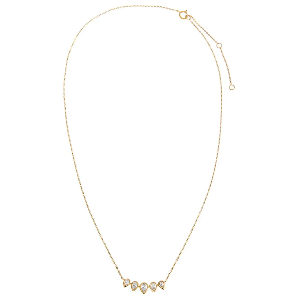 Lab Grown Diamond Pear Bezel Curved Bar Necklace 14K sold by Adina Eden's product image thumbnail 3