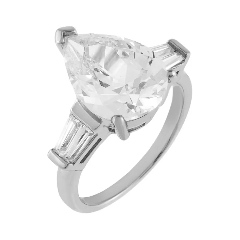 CZ Pear X Baguette Travel Ring sold by Adina Eden's