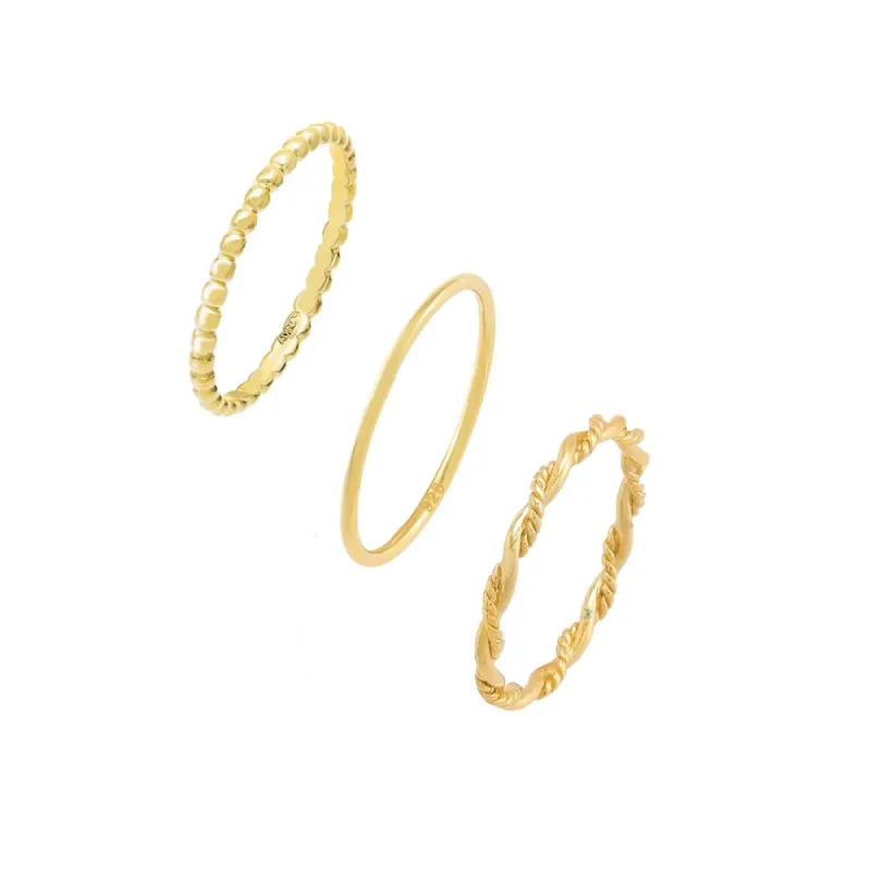 Beaded & Twisted Ring Combo Set sold by Adina Eden's