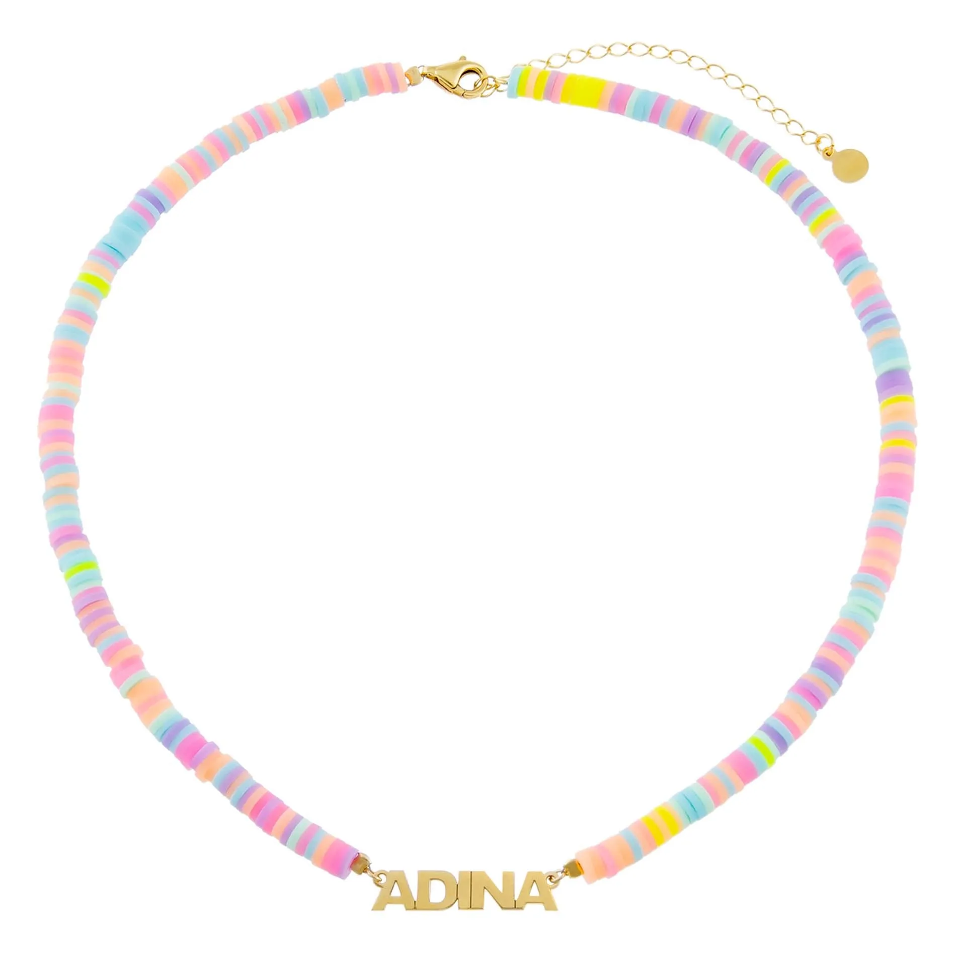 Pastel Bead Nameplate Necklace sold by Adina Eden's product image thumbnail 3