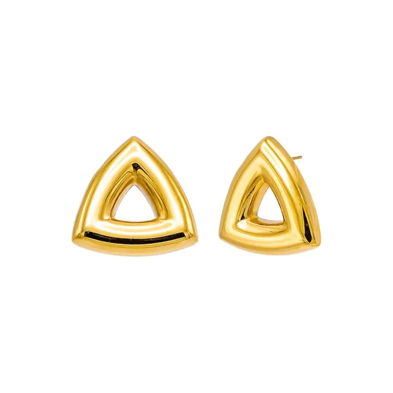 Solid Open Puffy Triangle Stud Earring sold by Adina Eden's