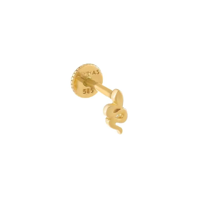 Mini Snake Threaded Stud Earring 14K sold by Adina Eden's