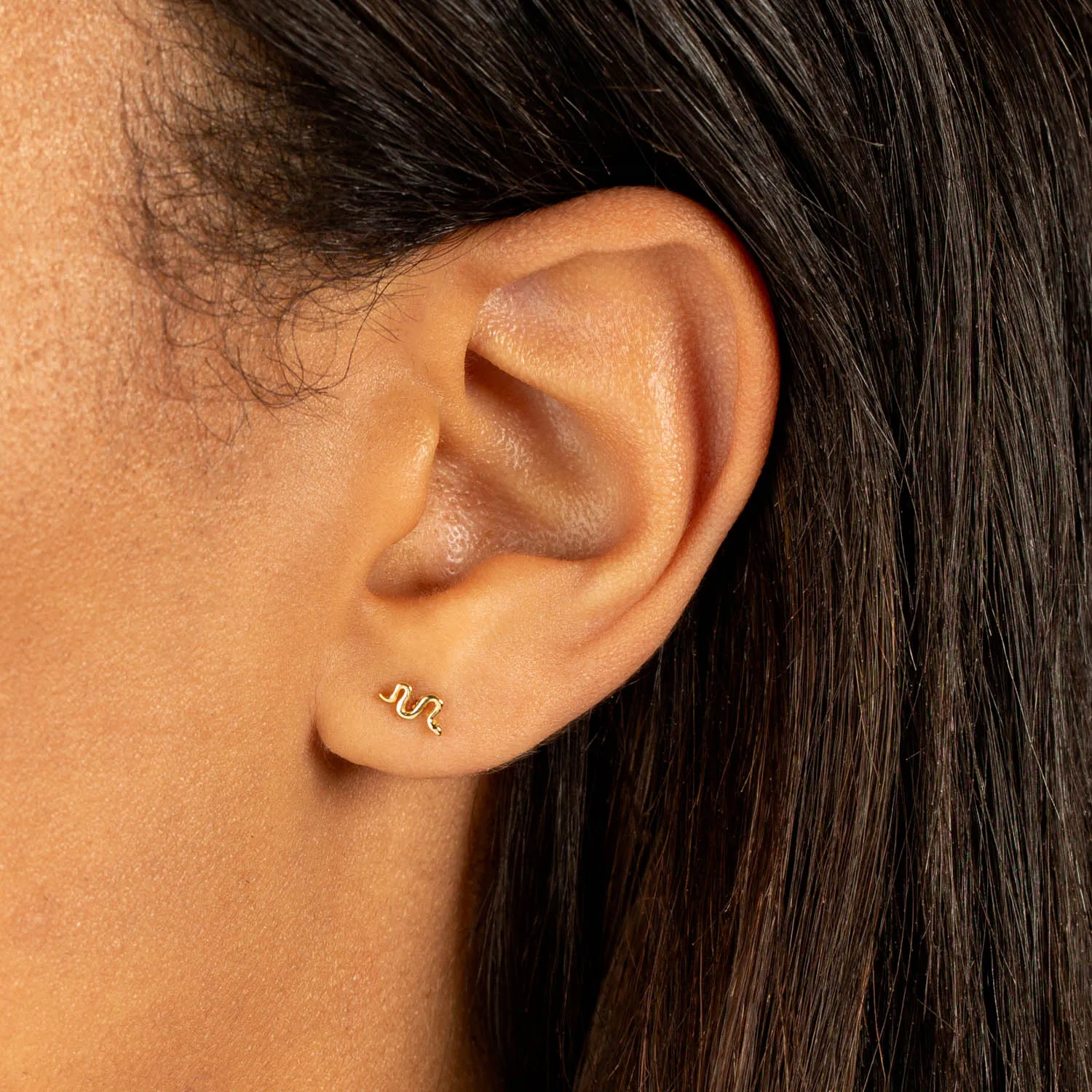 Mini Snake Threaded Stud Earring 14K sold by Adina Eden's product image thumbnail 2