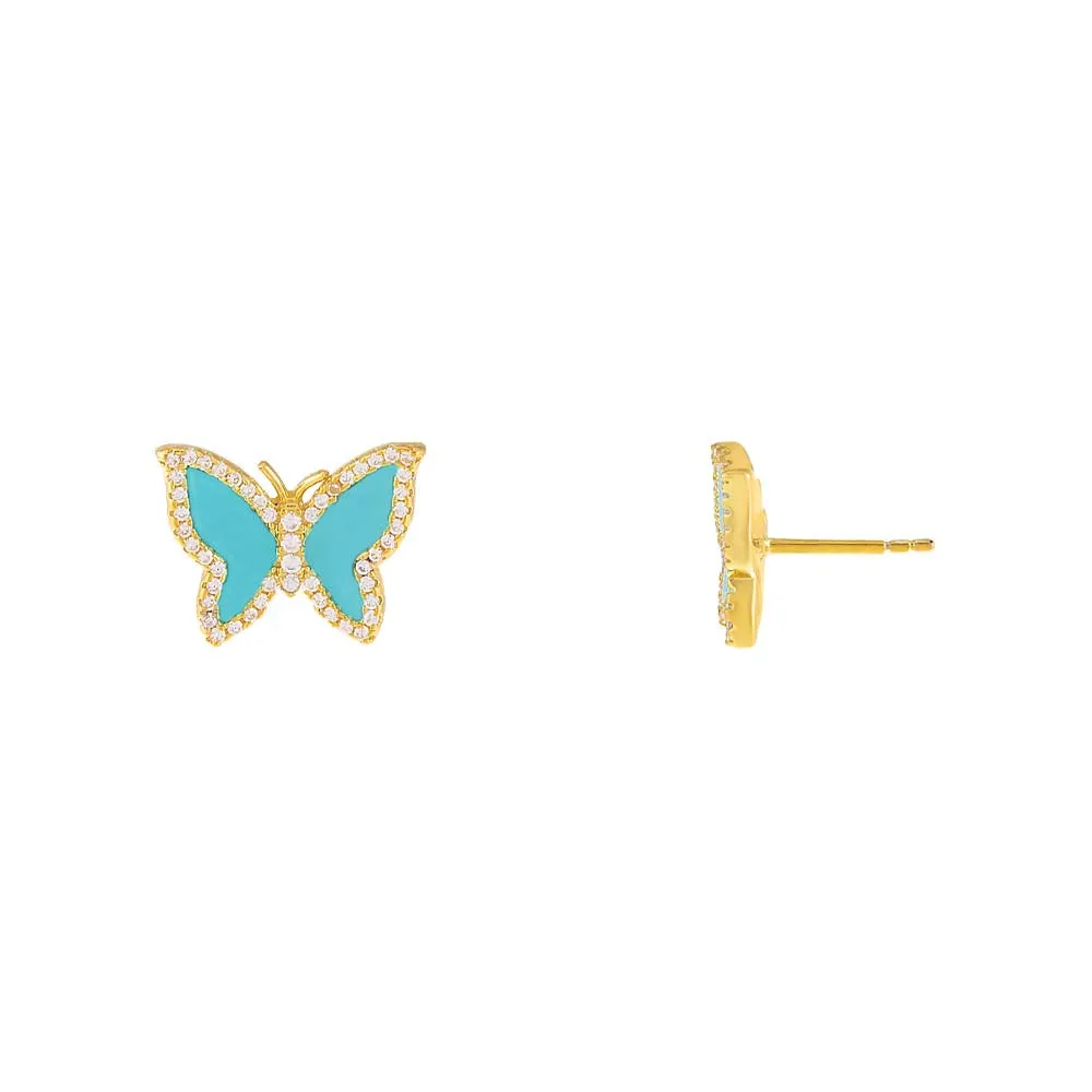 CZ Turquoise Butterfly Stud Earring sold by Adina Eden's