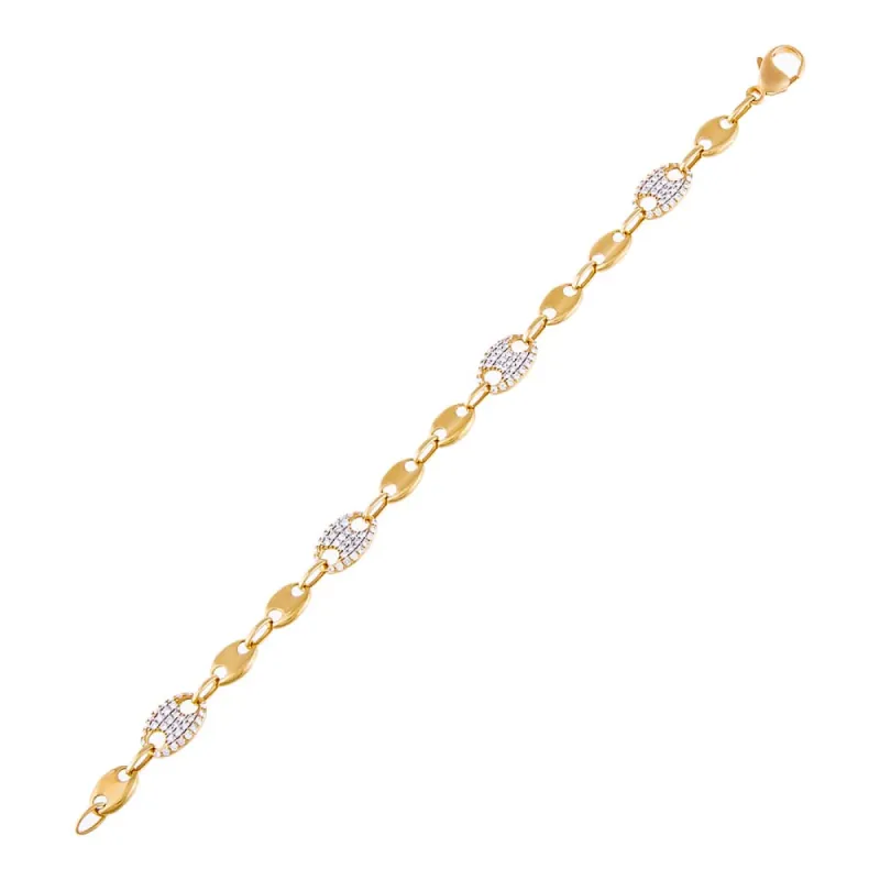 Pavé Diamond Mariner Chain Bracelet 18K sold by Adina Eden's