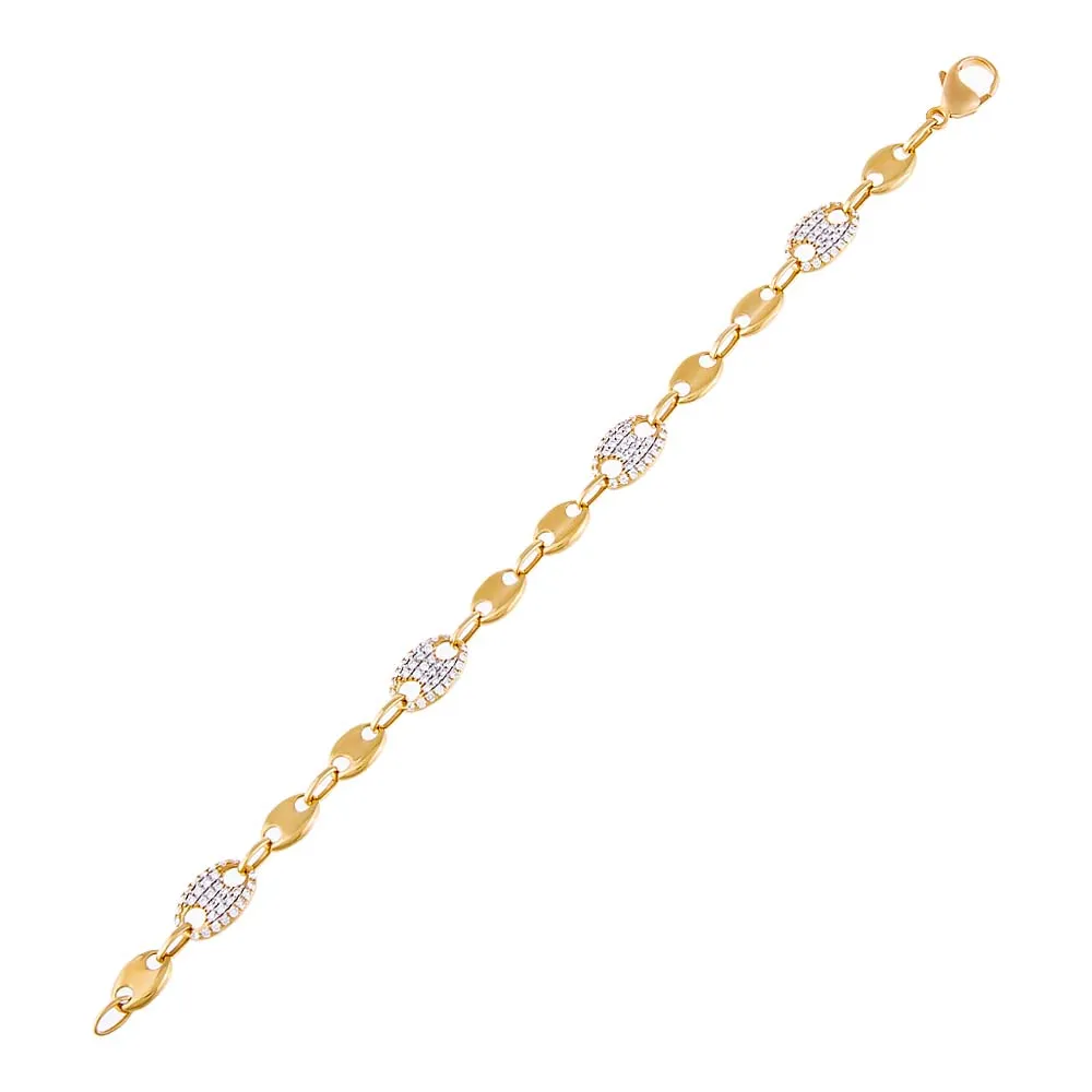 Pavé Diamond Mariner Chain Bracelet 18K sold by Adina Eden's