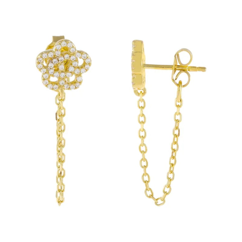 CZ Rose Flower Chain Huggie Earring sold by Adina Eden's