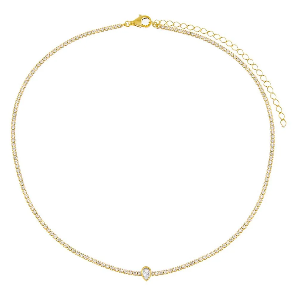 Pear Bezel Thin Tennis Choker sold by Adina Eden's product image thumbnail 3