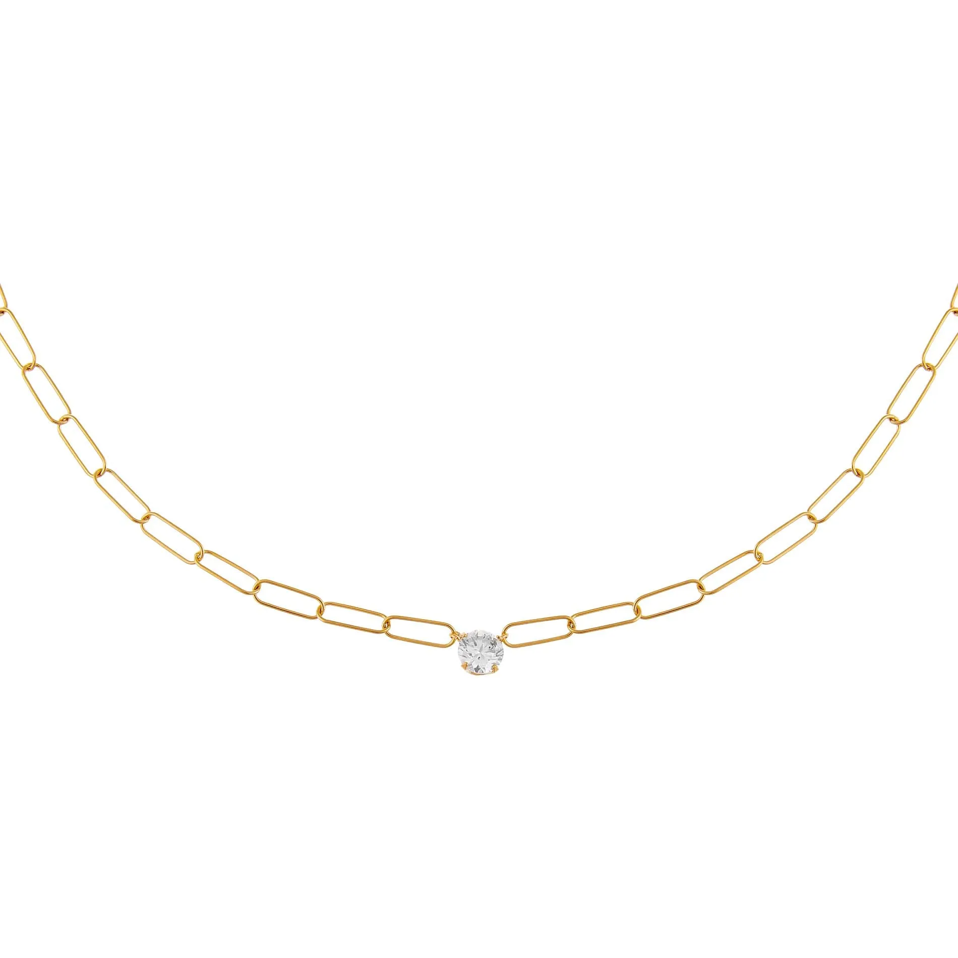 Diamond Solitaire Link Necklace 14K sold by Adina Eden's