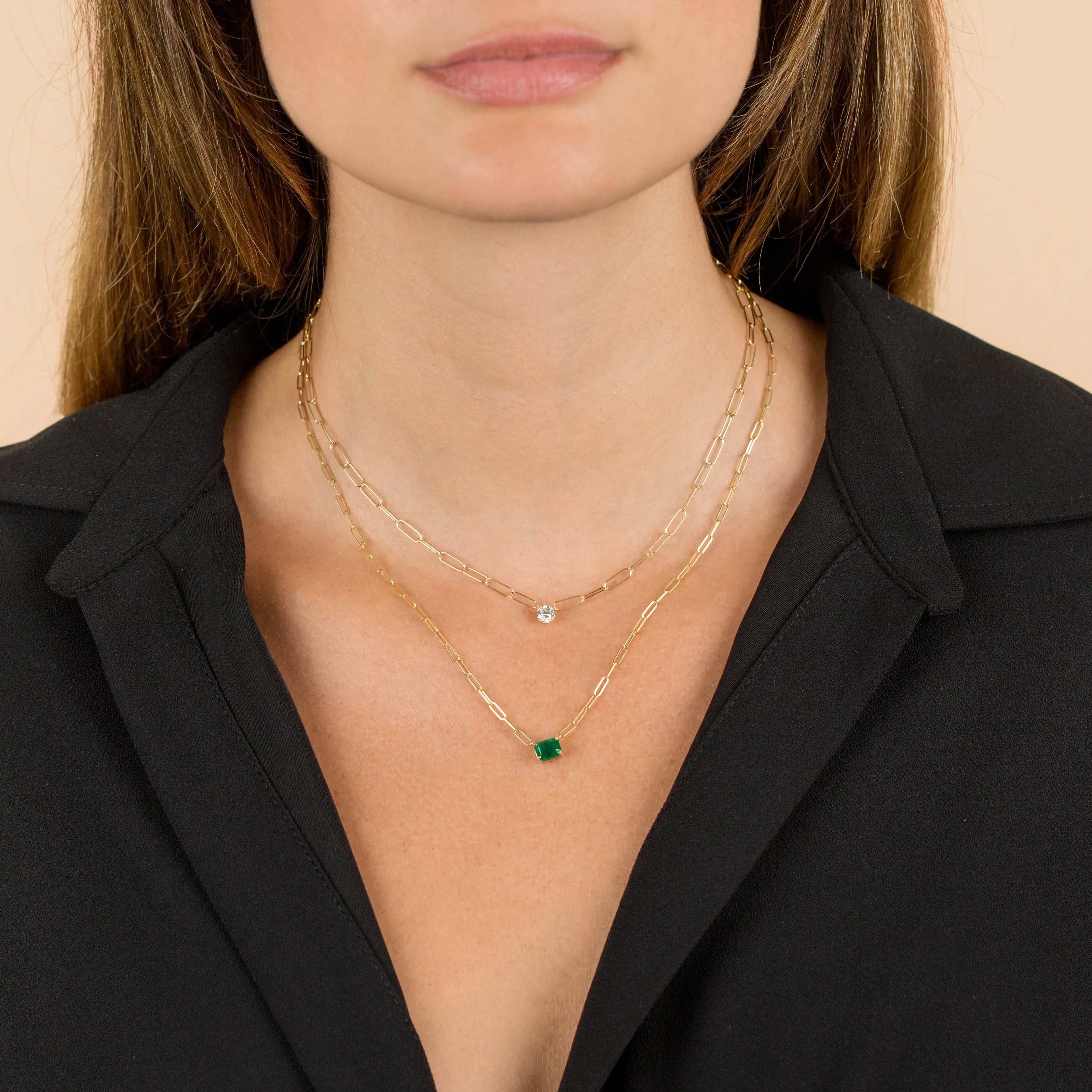 Diamond Solitaire Link Necklace 14K sold by Adina Eden's product image thumbnail 2