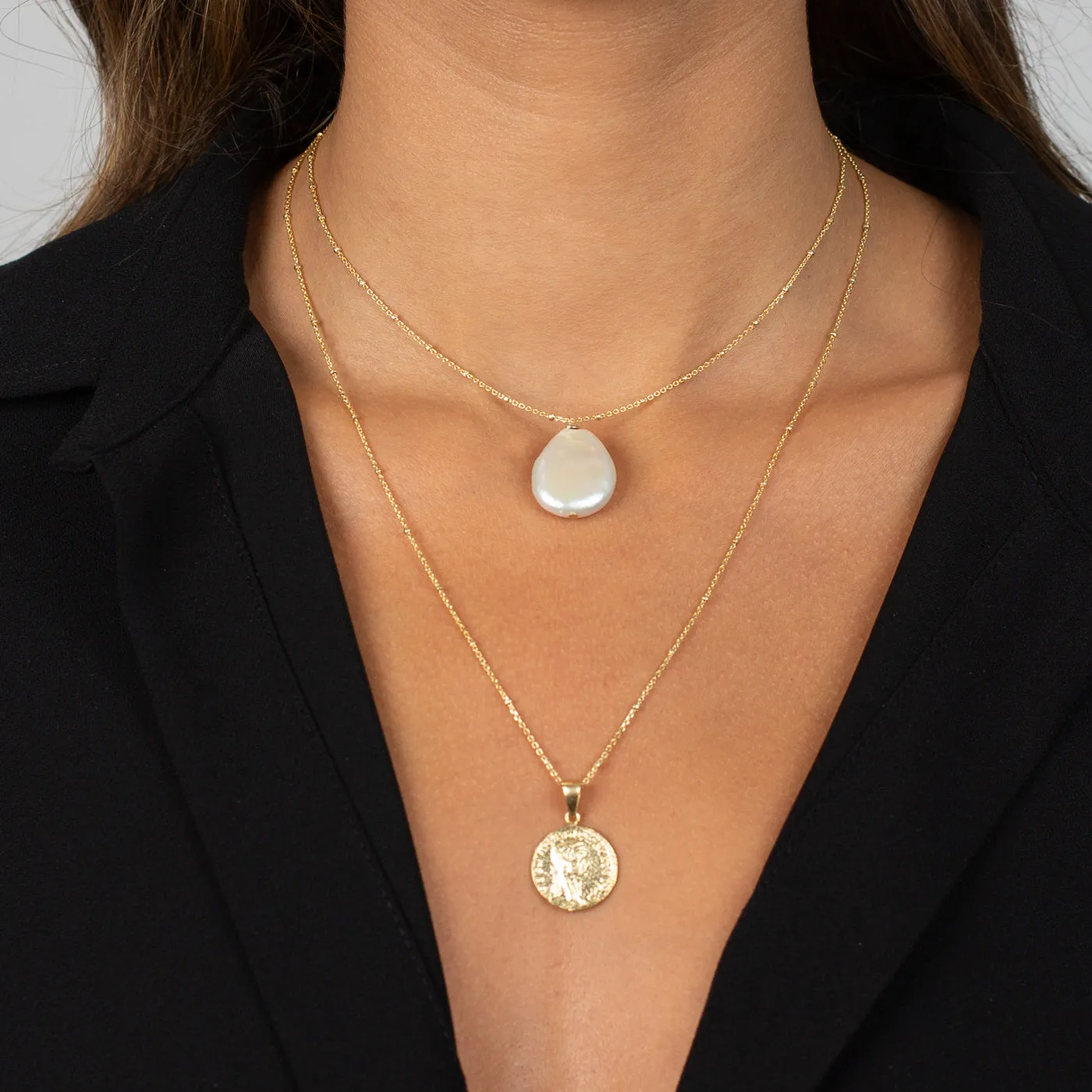 Coin and Pearl Necklace Combo Set sold by Adina Eden's product image thumbnail 3