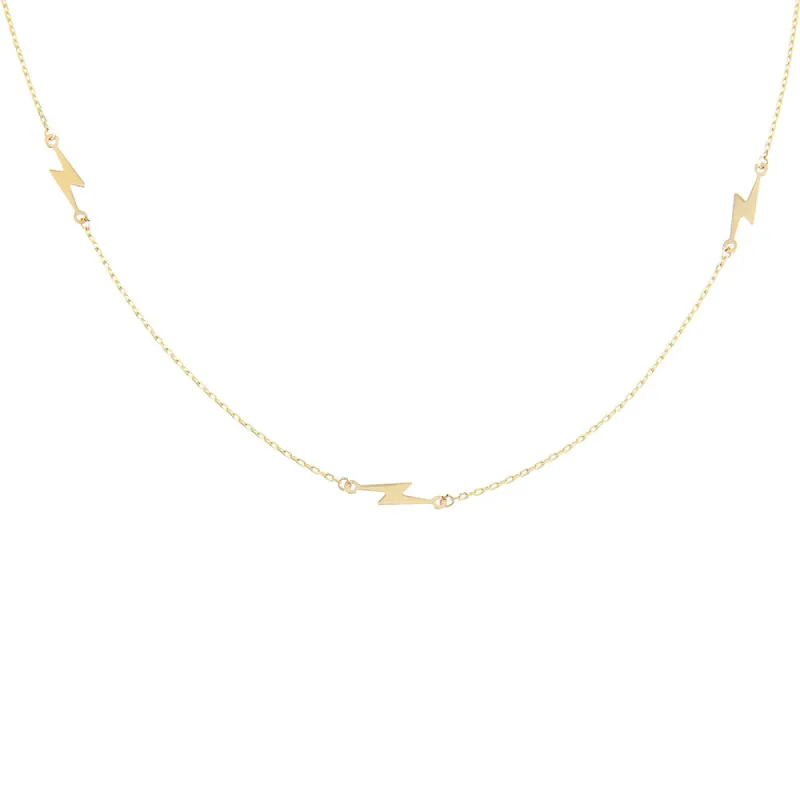 Triple Lightning Bolt Necklace 14K sold by Adina Eden's