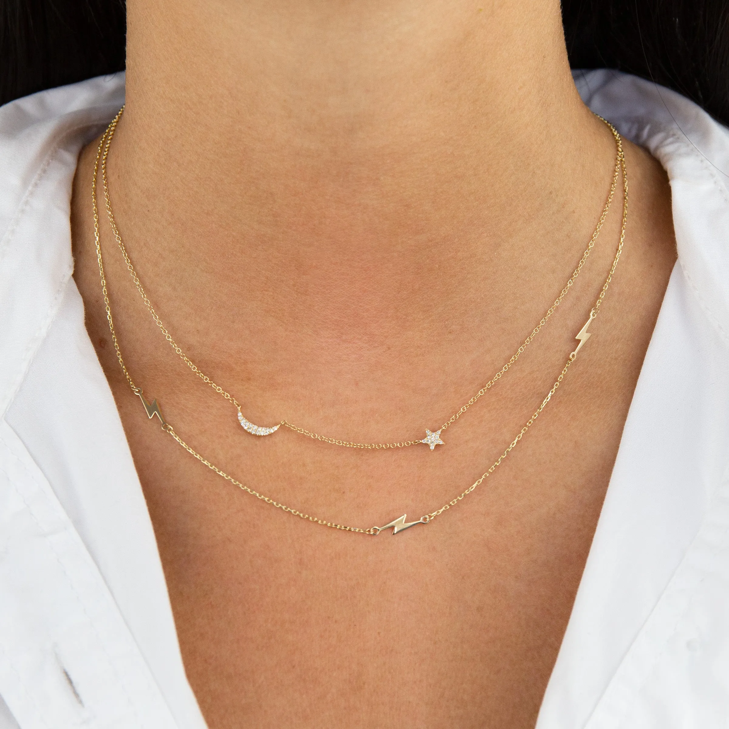 Triple Lightning Bolt Necklace 14K sold by Adina Eden's product image thumbnail 2