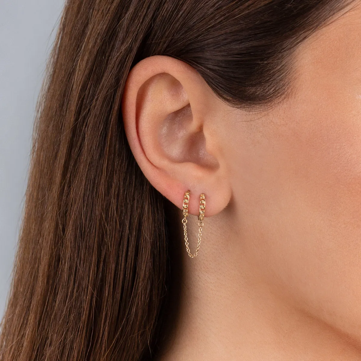 Cuban Chain Huggie Earring 14K sold by Adina Eden's product image thumbnail 2