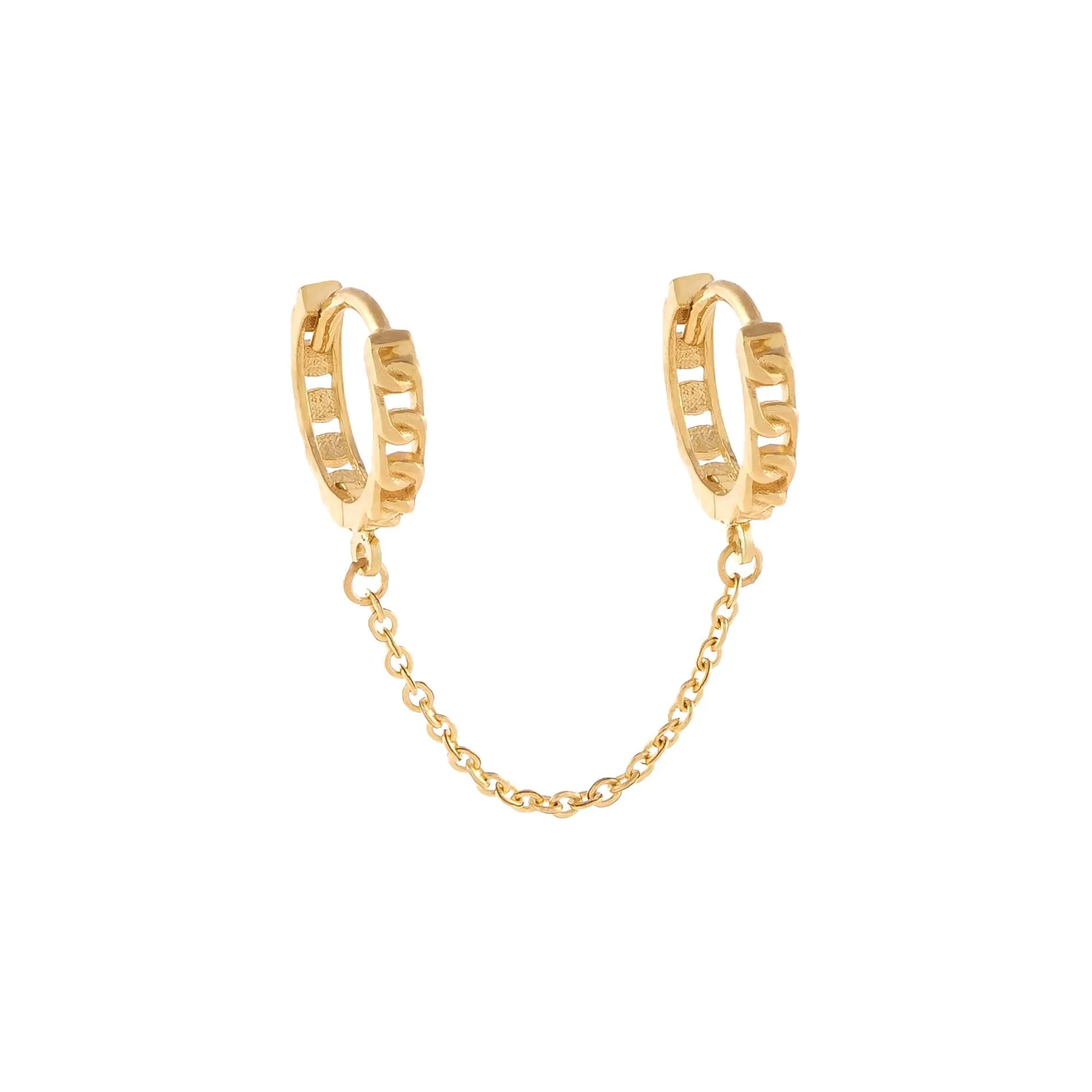 Cuban Chain Huggie Earring 14K sold by Adina Eden's
