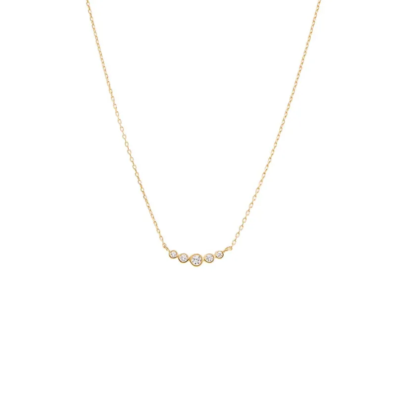 CZ Bezel Curved Bar Pendant Necklace 14K sold by Adina Eden's