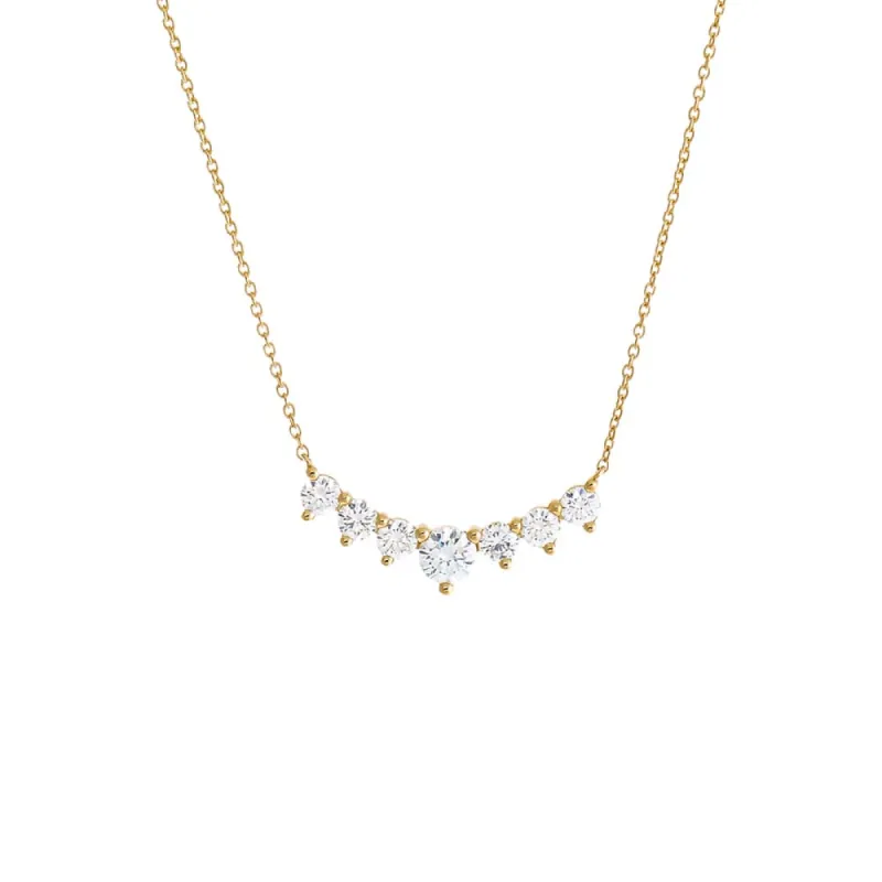 Lab Grown Diamond Large Curved Bar Necklace 14K sold by Adina Eden's
