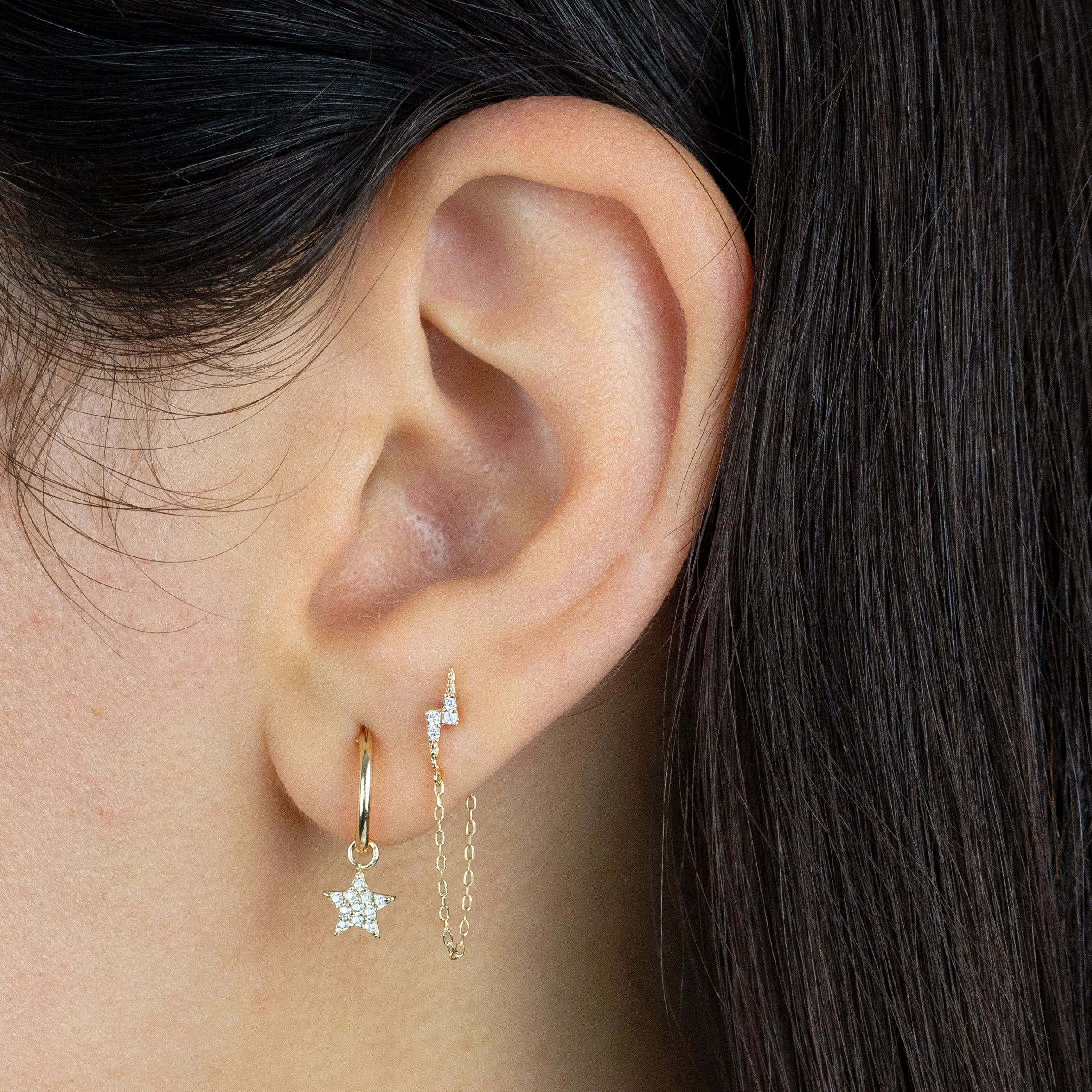 CZ Star Hoop Earring 14K sold by Adina Eden's product image thumbnail 2