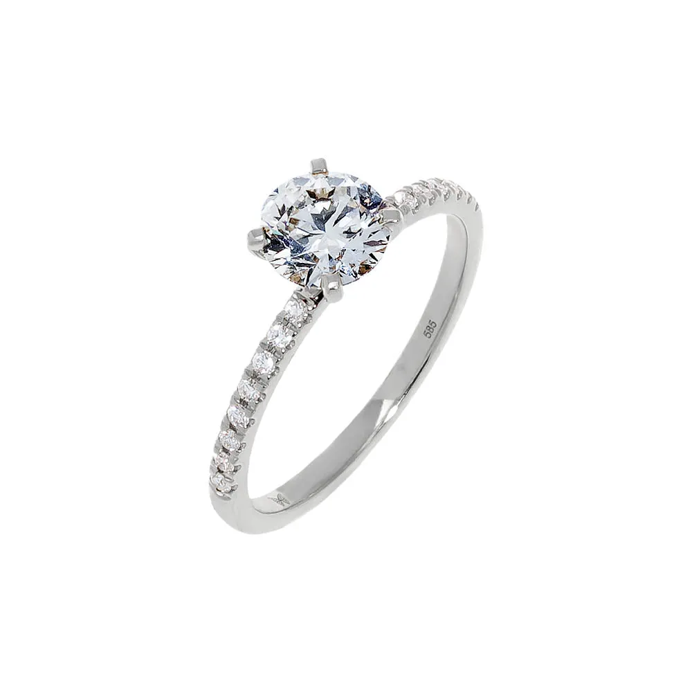 Lab Grown Diamond Pave Solitaire Cut Engagement Ring 14K sold by Adina Eden's product image thumbnail 3