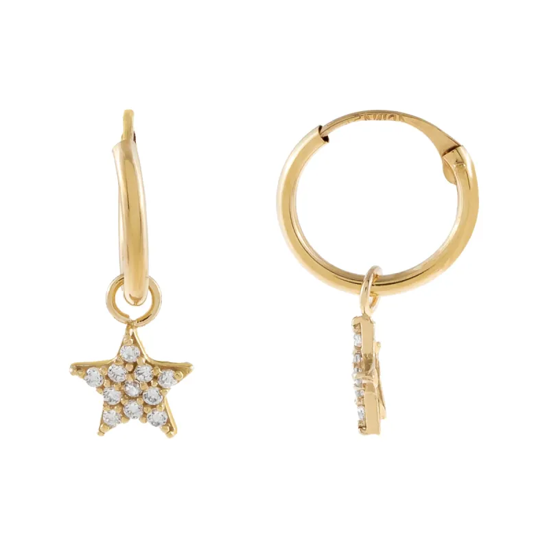 CZ Star Hoop Earring 14K sold by Adina Eden's