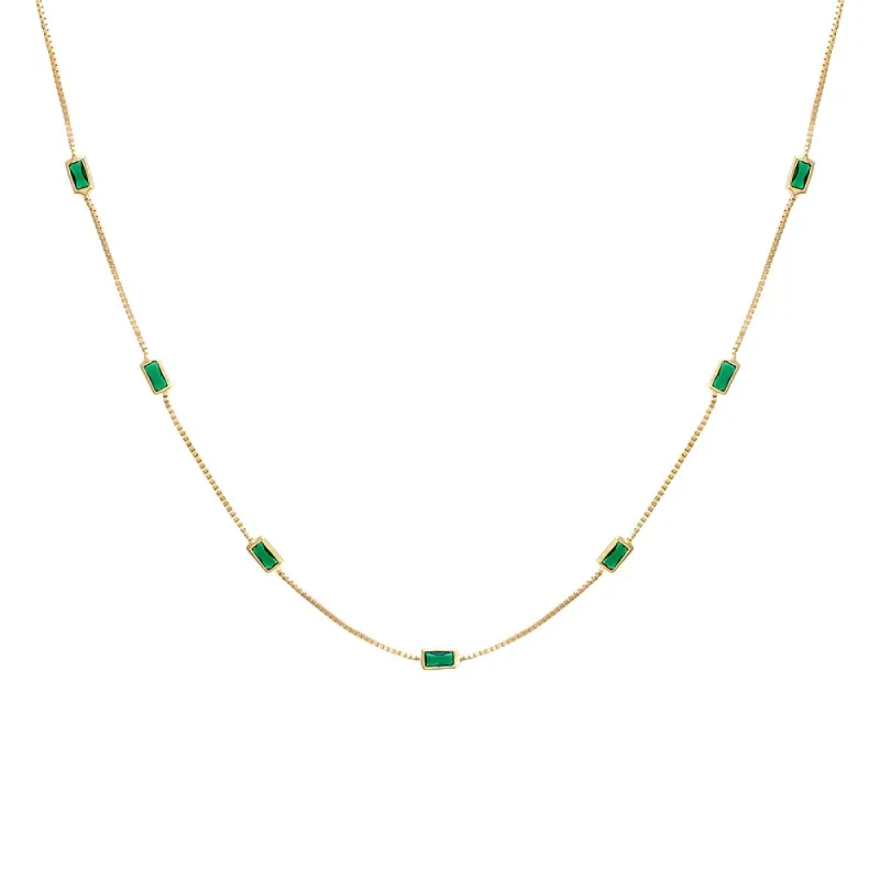 Multi Baguette Station Necklace sold by Adina Eden's