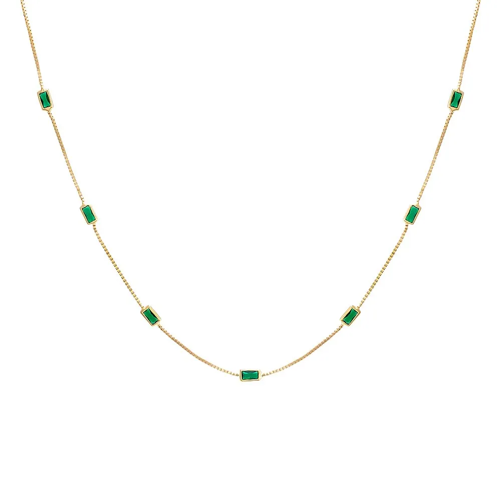 Multi Baguette Station Necklace sold by Adina Eden's