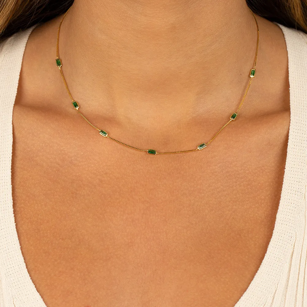 Multi Baguette Station Necklace sold by Adina Eden's product image thumbnail 2