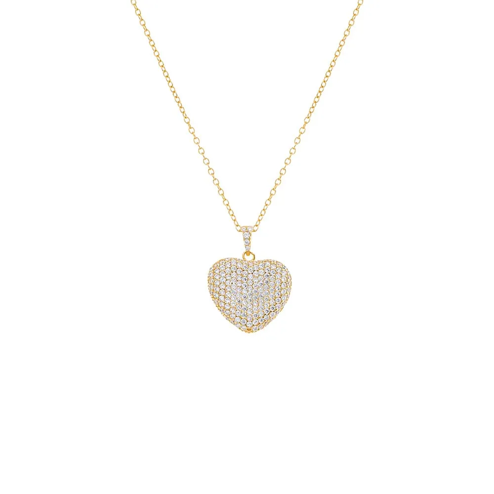 Pavé 3D Heart Necklace sold by Adina Eden's