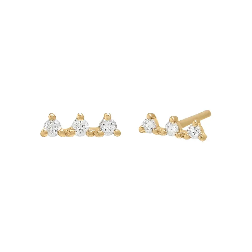 Petite Three Prong Diamond Stud Earring 14K sold by Adina Eden's