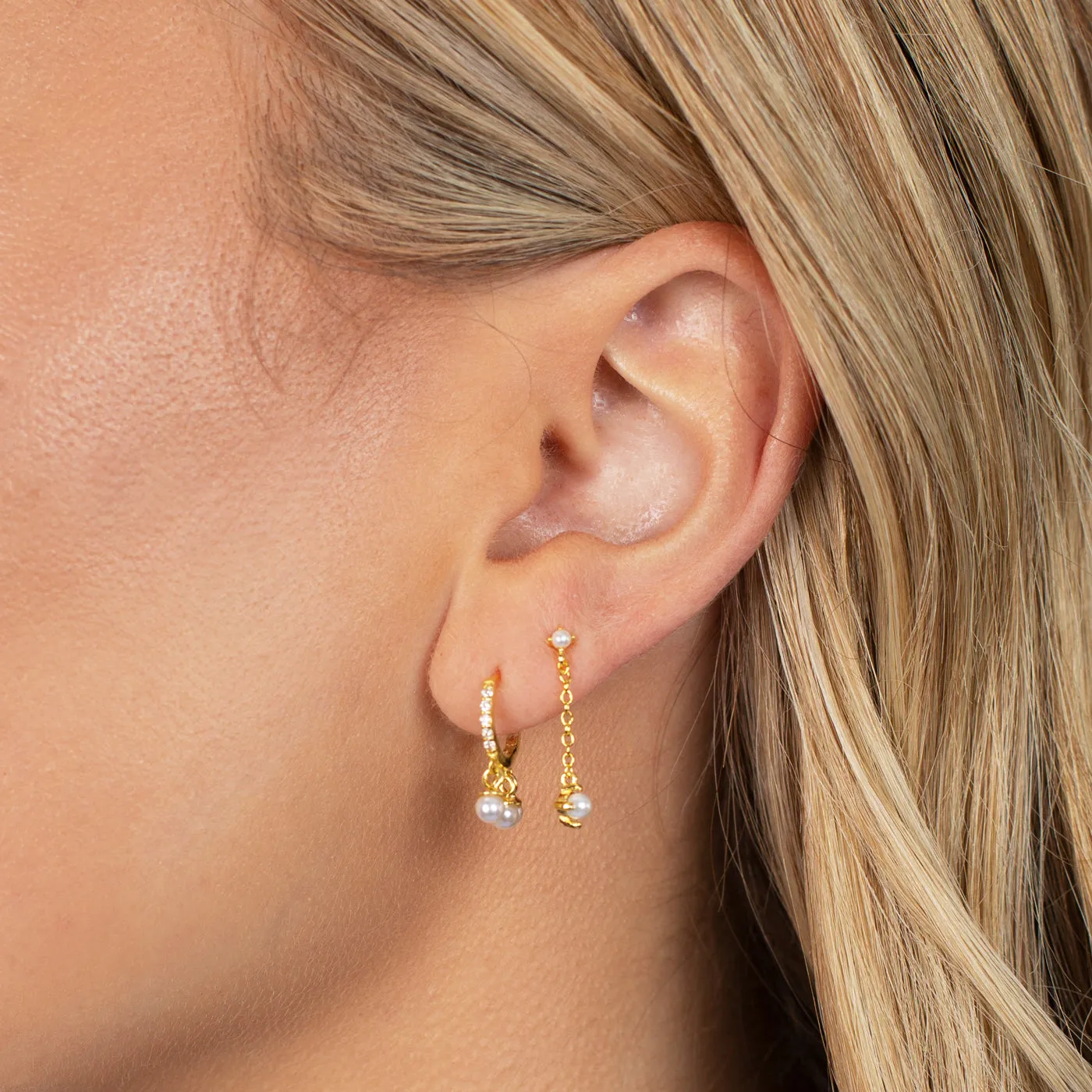 Pearl Chain Drop Stud Earring sold by Adina Eden's product image thumbnail 3