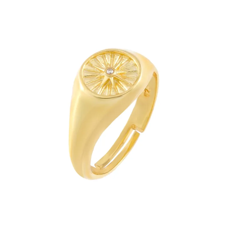 CZ Starburst Adjustable Signet Ring sold by Adina Eden's