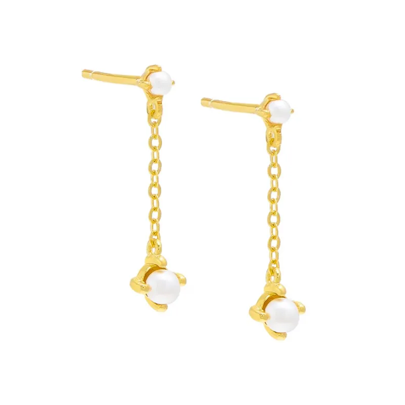 Pearl Chain Drop Stud Earring sold by Adina Eden's