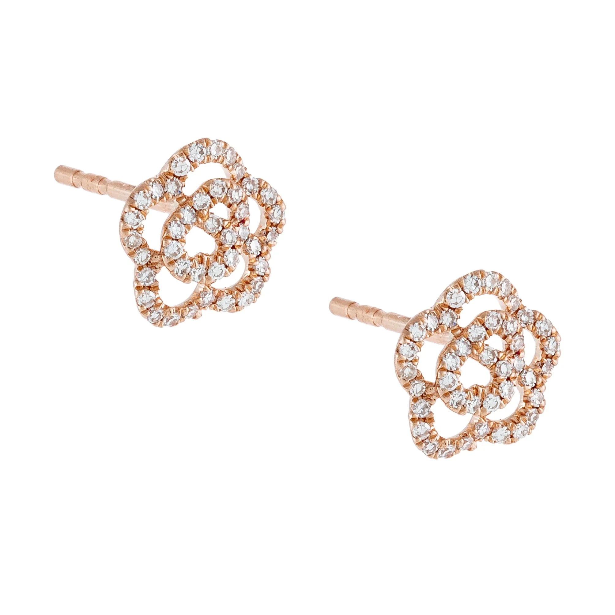 Diamond Rose Flower Stud Earring 14K sold by Adina Eden's product image thumbnail 4