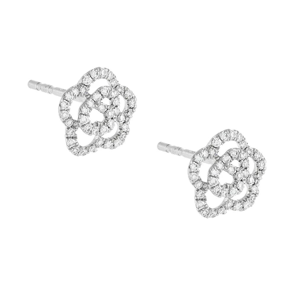 Diamond Rose Flower Stud Earring 14K sold by Adina Eden's product image thumbnail 3