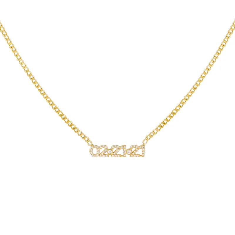 Pavé Date Necklace sold by Adina Eden's