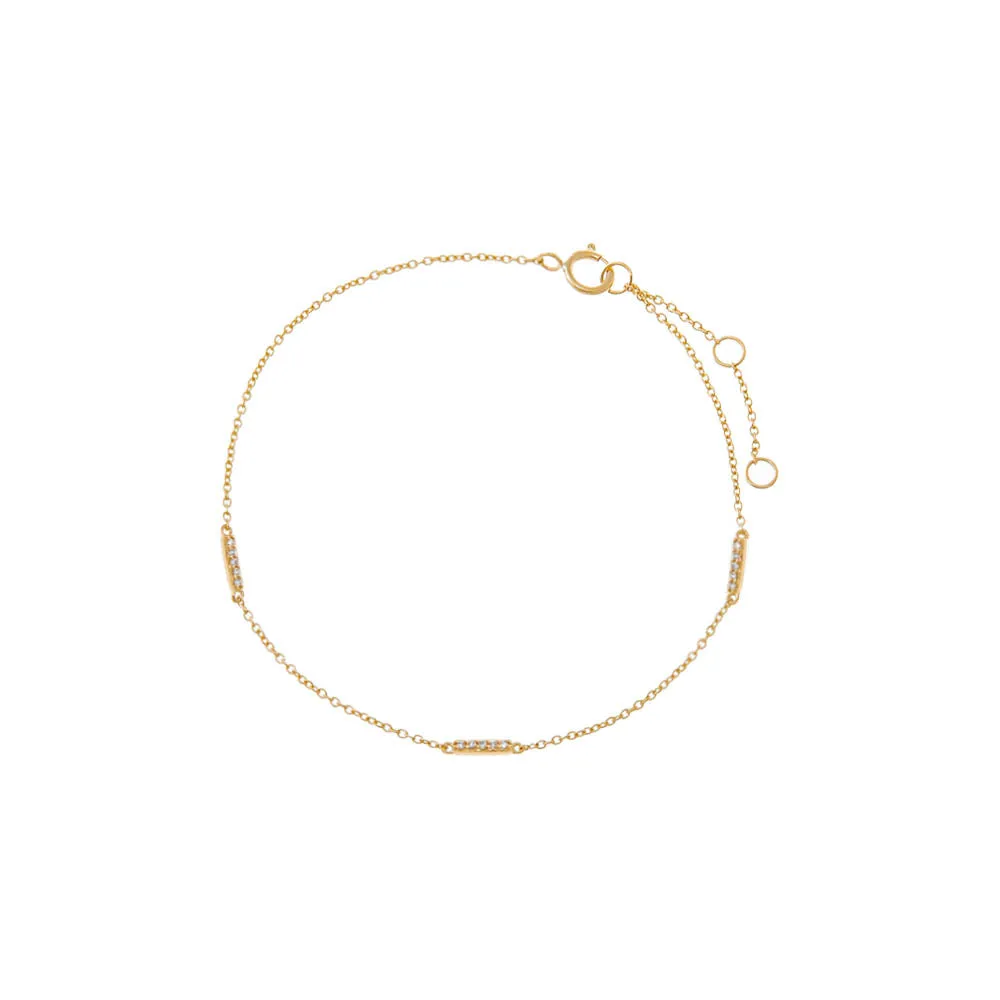 Diamond Pave Multi Bar Bracelet 14K sold by Adina Eden's