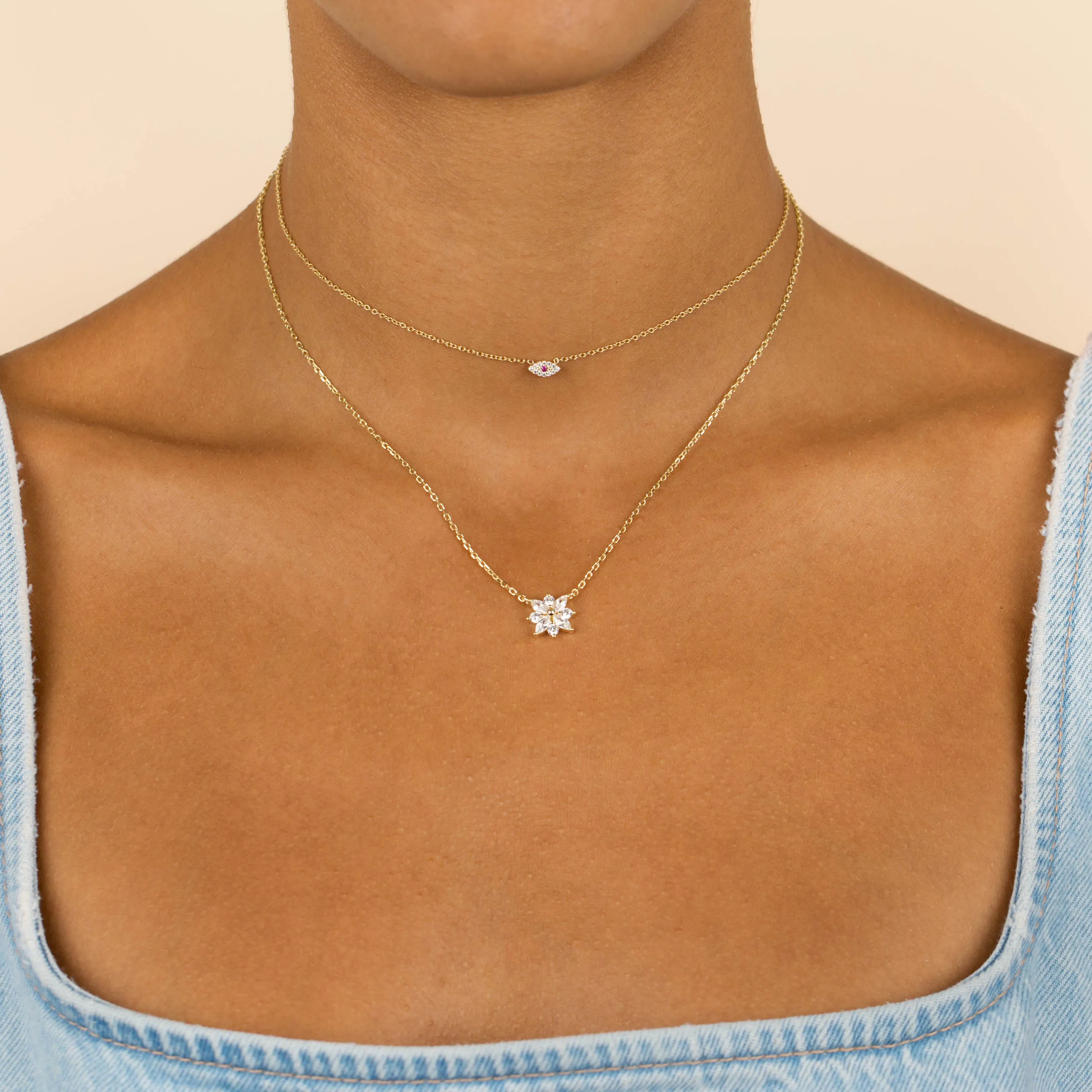 Pavé Evil Eye Necklace sold by Adina Eden's product image thumbnail 3