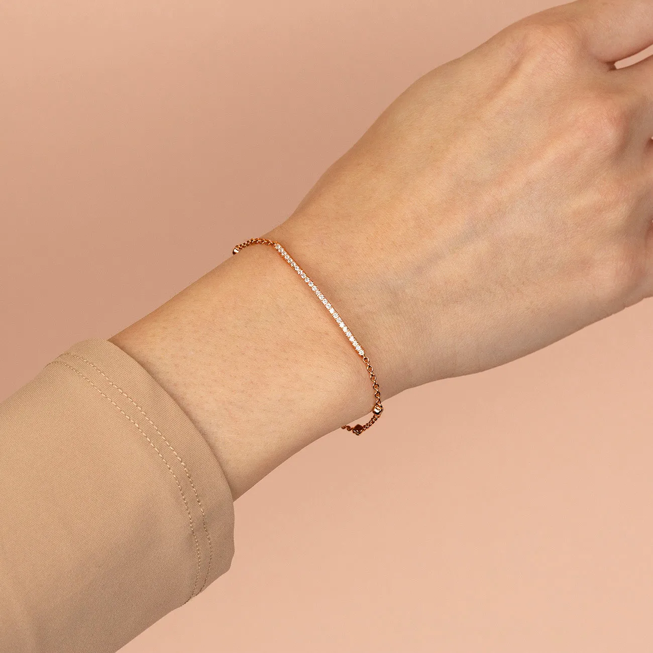 Pavé Bar X CZ Bezel Chain Bracelet sold by Adina Eden's product image thumbnail 5