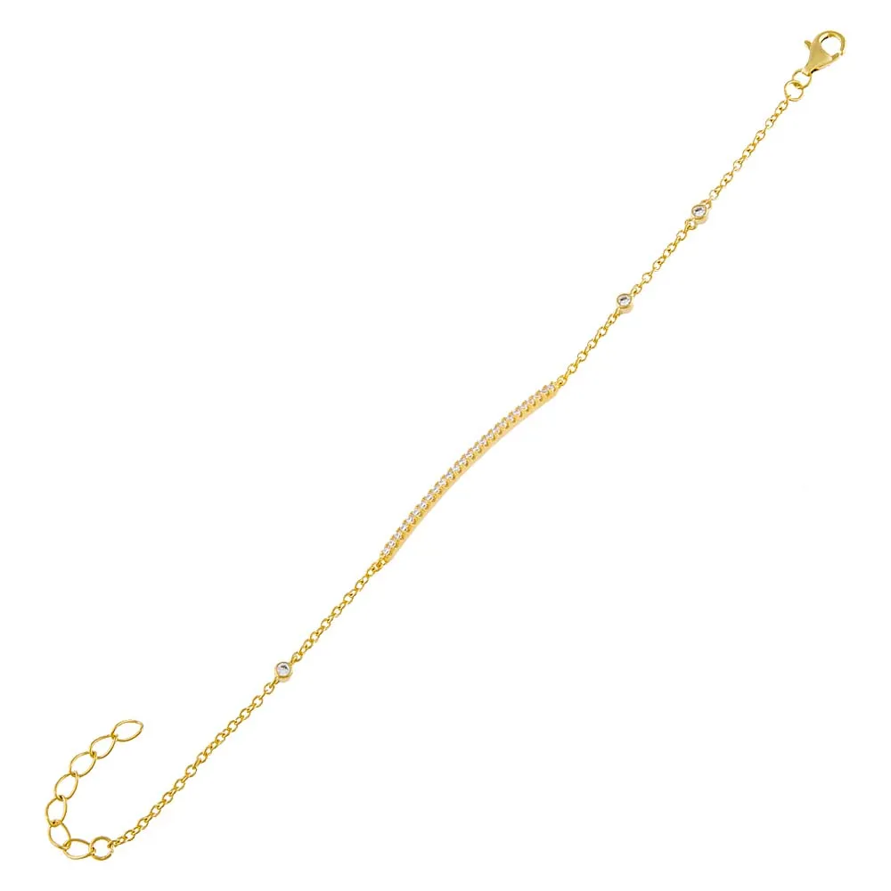 Pavé Bar X CZ Bezel Chain Bracelet sold by Adina Eden's