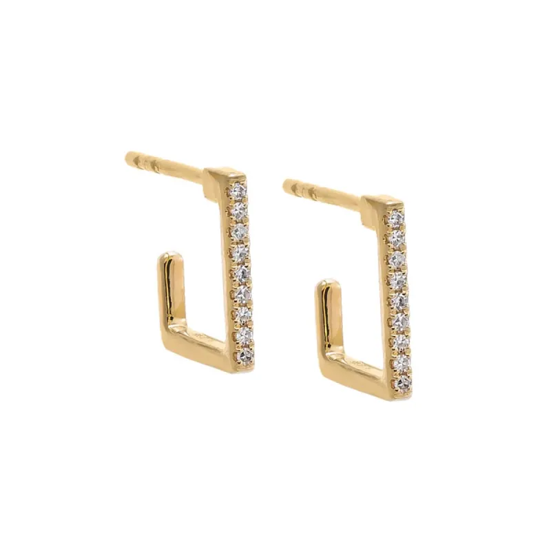 Diamond Pave Open Square Hoop Earring 14K sold by Adina Eden's